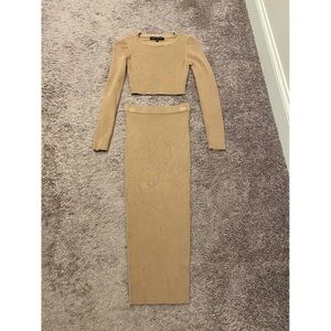 Naked Wardrobe Midi Skirt Set in Nude